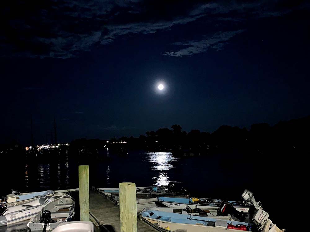 York Harbor ~ Full Moon Over Water
